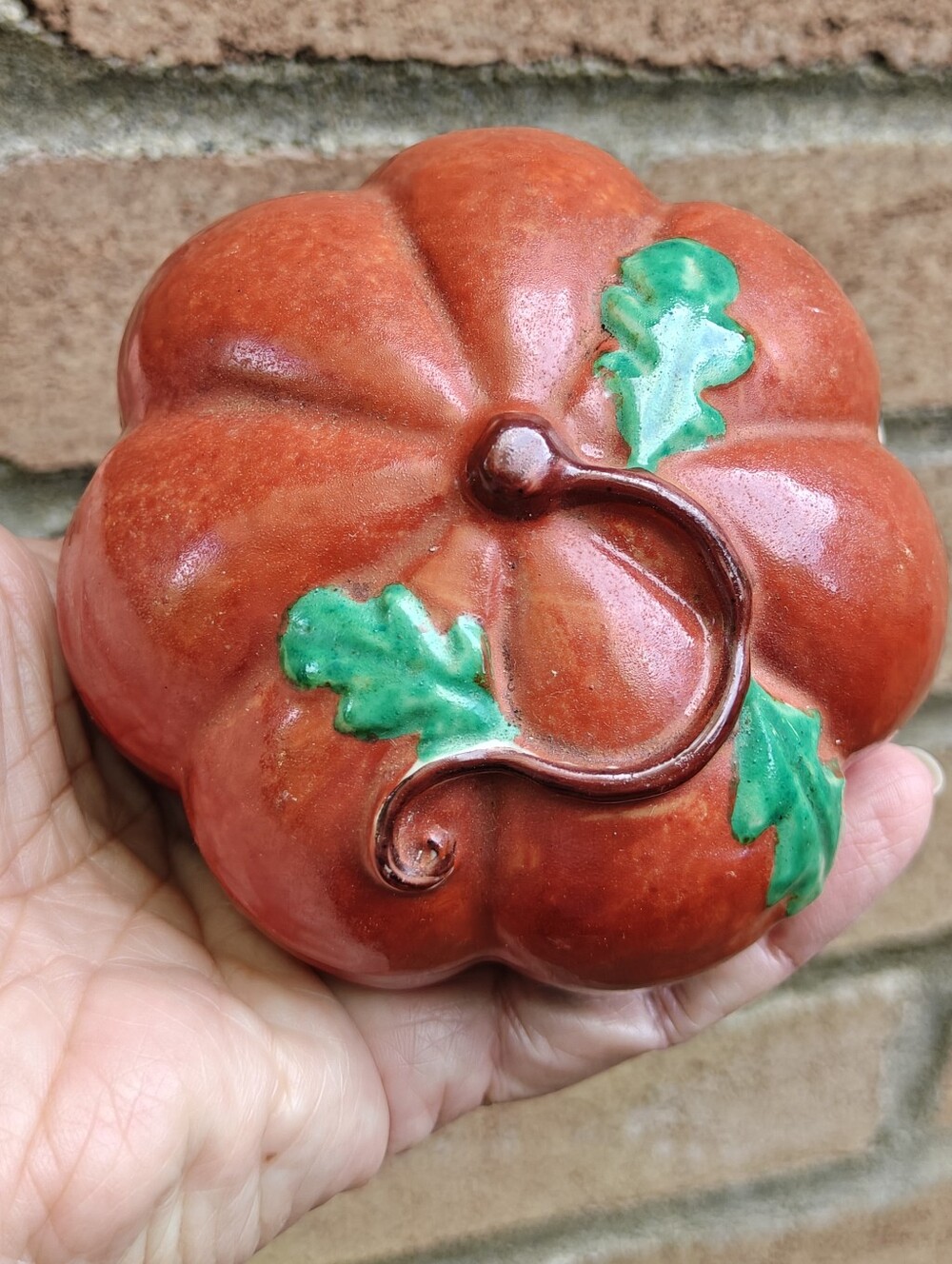 Antique Chinese gourd pumpkin altar fruit figurine